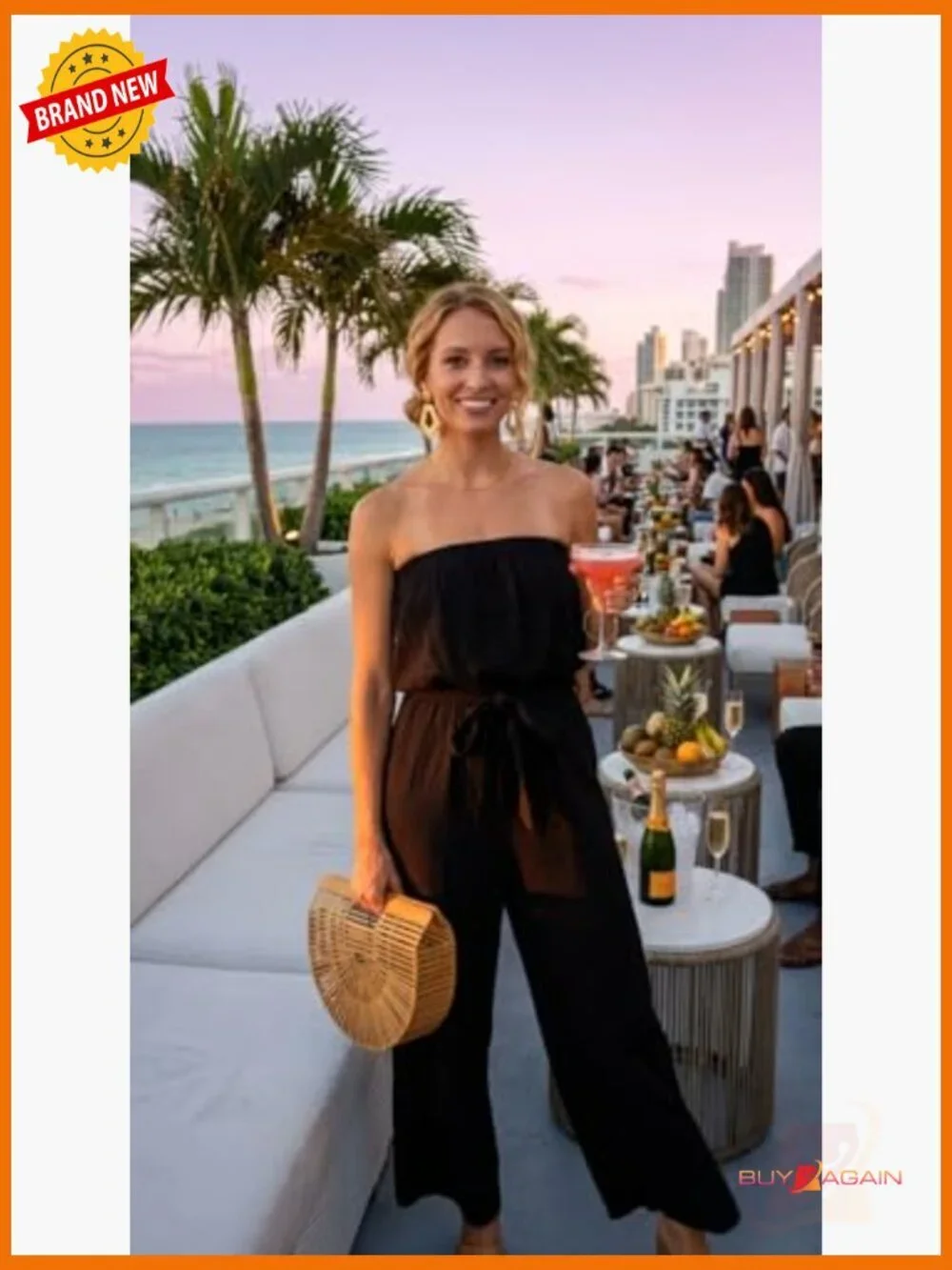 Off Shoulder Strapless Wide Leg Jumpsuit Romper Casual Solid